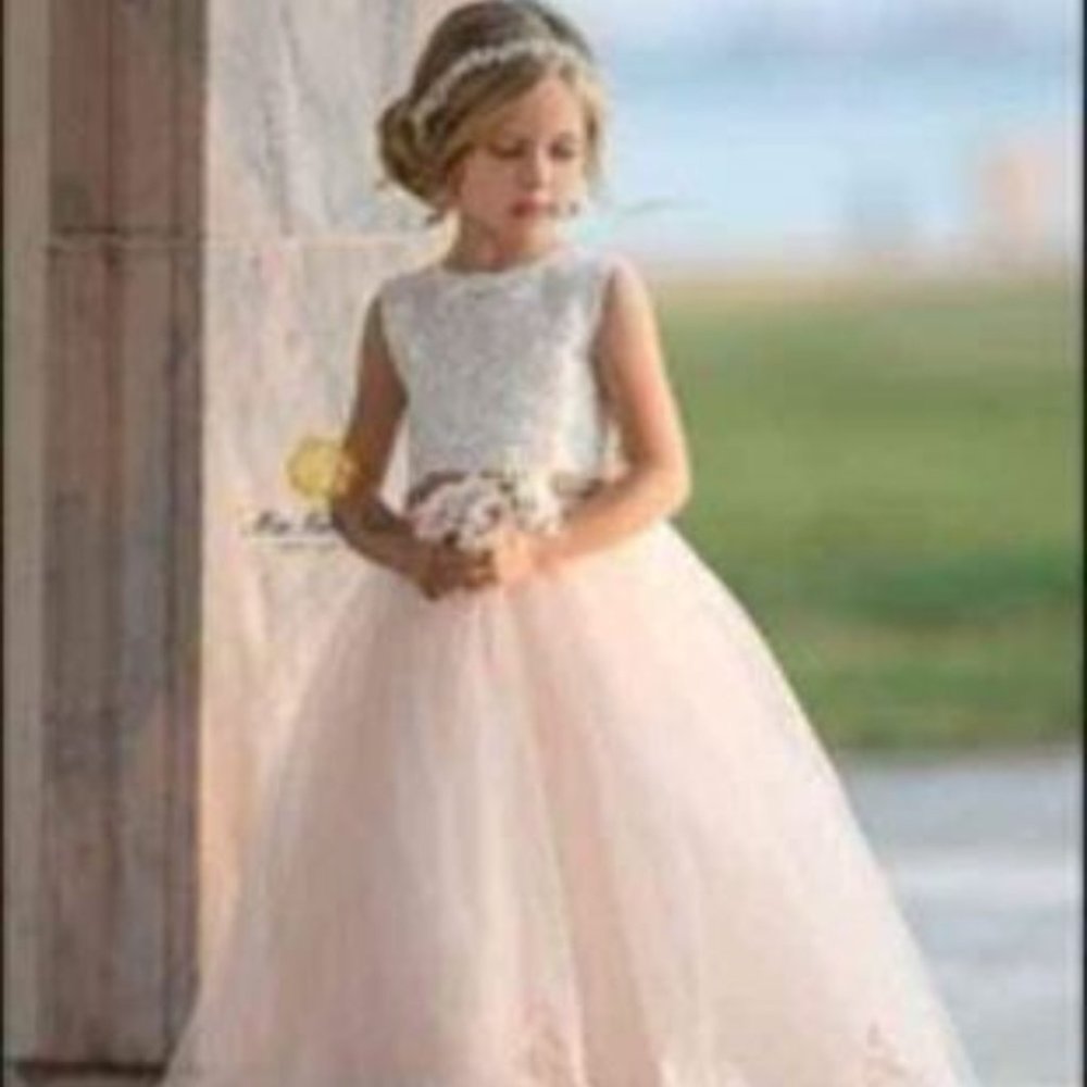 Girls Lace and Tulle Flower Girl Dress